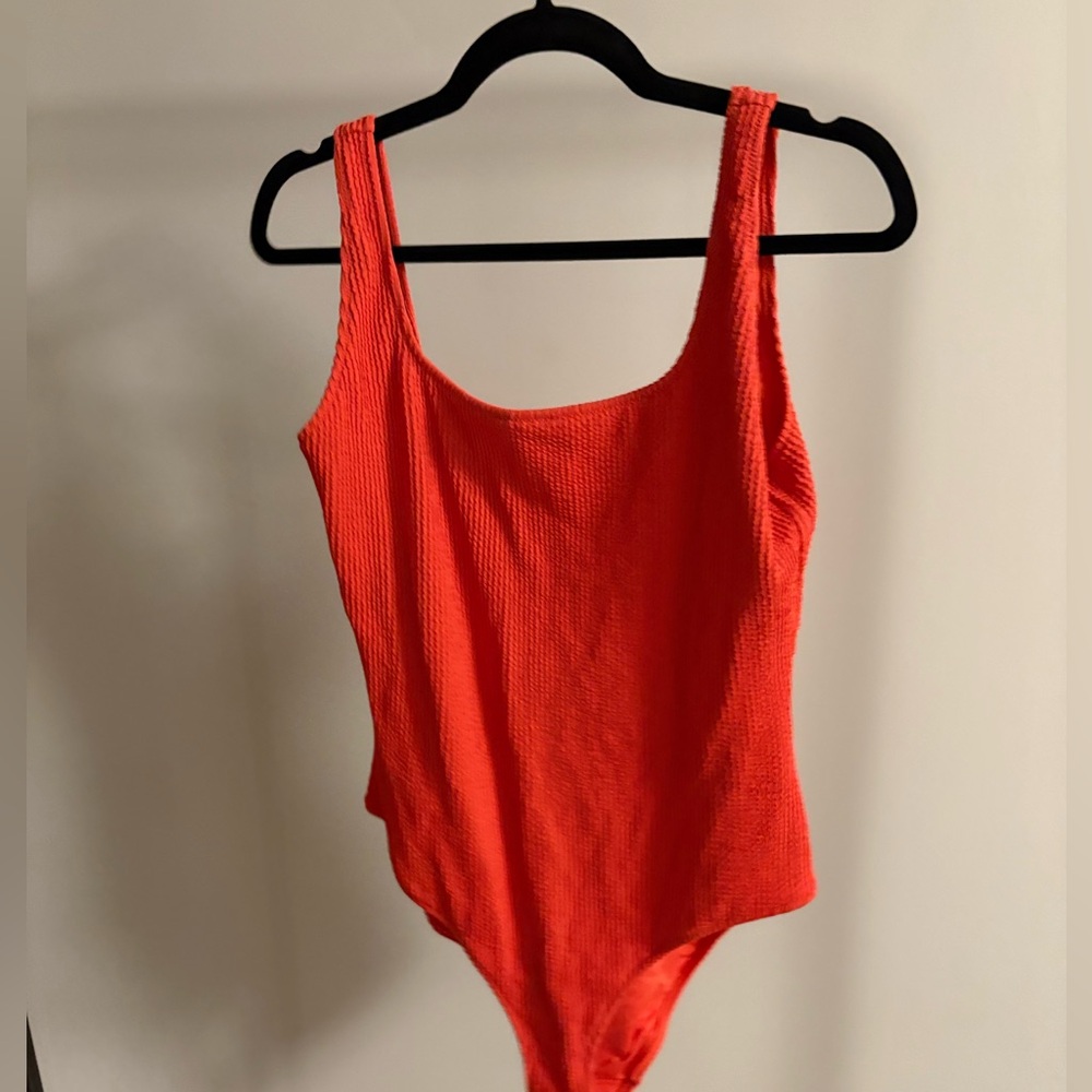 aerie Bright Red Textured One-Piece Swimsuit